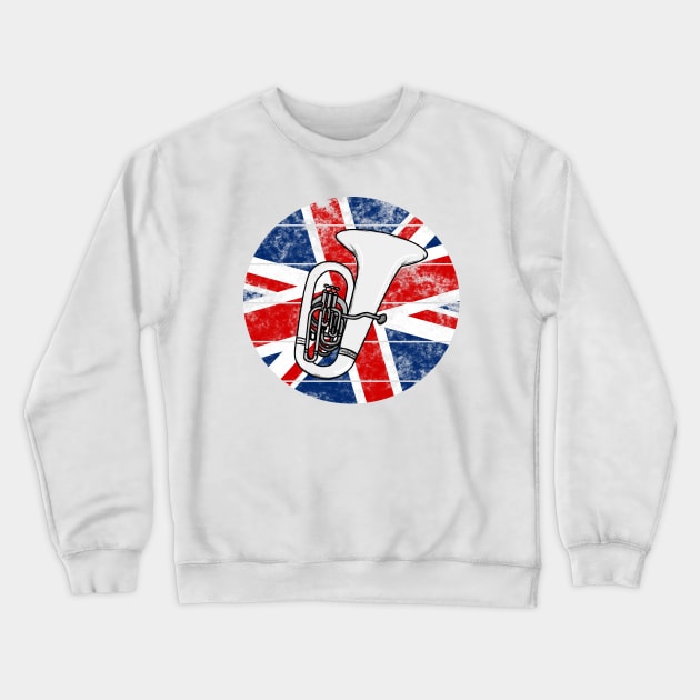 Tuba UK Flag Britain Tubaist British Musician Crewneck Sweatshirt by doodlerob